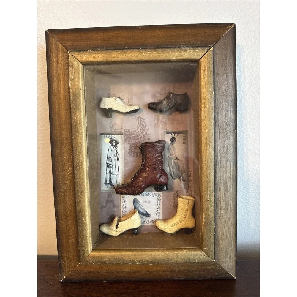 Arister Gifts Fashion Shoes Boots Framed Shadow Box 3D Diorama 10.5